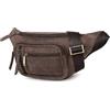 Fa.Volmer ® Marsupio in vera pelle, per uomo e donna, colore grigio basalto, tracolla regolabile fino a 130 cm, Marrone (Hunter Brown), L, marsupio