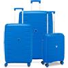 RONCATO SKYLINE 2.0 Set 3 Valigie Trolley | Grande, Medio e Cabina | Rigido, 4 ruote, Espandibile con zip - Turchese