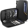 Spigen Life Klasden Porta Passaporto Famiglia, Portadocumenti da Viaggio, Porta passaporto Portafoglio da Viaggio con Blocco del Segnale RFID, Borsa per Passaporto - Nero