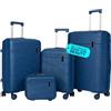 Avilia Set Valigie da Viaggio Rigide in ABS con Beauty Case - Set 3 Trolley 4 Ruote Doppie, Valigia Piccola Media Grande, Organizzazione Interna, Chiusura Rinforzata - Set 4 Pezzi (Blu)