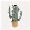 KeyHome Store Vaso Cactus in Ceramica Verde e Giallo H.50x28x20 cm
