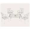 KeyHome Store Set Giardino Antik con Tavolino Fumo e 4 Poltroncine Bianco Anticato