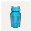 KeyHome Store Vaso Rigato Basso in Vetro Riciclato Turchese H.29 cm