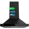 Cecotec Cappa Piramidale 50cm Bolero Flux PT 504400 Black A++. Vetro Frontale Nero, Aspirazione 449,5 m³/h, Controllo Touch Invisibile, Funzione Booster, Filtri Lavabili, Classe A++, Per Cucina Pulita