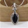 Meraviglioso Pendente In Argento Sterling 925 Con Gemma Di Onice Nero S-12