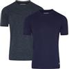 Reebok Clancy Performance - Maglietta da Uomo Aderente, Confezione da 2, Traspirante, Leggera, Confezione da 2, Carbone Marl/Vector Navy, M