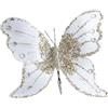 Jiuvaso Clip a Farfalla, Ornamento Natalizio, Decorazione per Albero di Natale, Farfalla Artificiale per Soggiorno, Matrimonio, Compleanno, Artigianato, Bianco