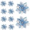FLCPJGV 10 pezzi di fiori artificiali di Natale Poinsettia, fiori da 5,7 pollici per ghirlande natalizie, cimitero, inverno, capodanno, Azzurro
