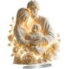 Qianly Figura Di Gesù in 2d, Statuette Presepe in Acrilico, Decorazione Da Tavolo, Soprammobili Moderni Ottimo per Uffici, Soggiorno, Camere Da Letto, Mensole, Armadi, Ingressi, Famiglia Sacra Bianca