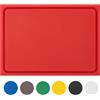 Muvell tagliere stabile in plastica rossa, 45x30x2 cm | Lavabile in lavastoviglie | Tagliere conforme alle norme HACCP per carne cruda | Tagliere con scanalatura per il succo