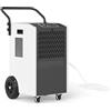 KOMFOTTEU Deumidificatore elettrico professionale, 73L/giorno, deumidificatore mobile, timer 24H, deumidificatore per parti fino a 695㎡, per garage, cantina, seminterrato, casa (bianco)