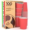 Baciato Caffè 100 Bicchieri in Carta 200ml Ecologici Biodegradabili Monouso Made in Italy Asporto Bevande Calde Acqua Colorati ROSSO - Prodotto e Confezionato in Italia