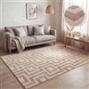 Paco Home Tappeto a pelo corto per soggiorno, motivi geometrici astratti moderni, effetto 3D, stile scandi classico, tinta unita Beige, Dimensione:160x220 cm