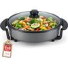 TZS First Austria - Padella Elettrica Multifunzione 1,8L - Ø 30cm - 1500W - Termostato Regolabile (90-240°C) - Rivestimento Antiaderente - Ideale per Feste e Paella - Grigio