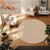 TT Home Tappeto Salotto Pelo Corto Monocolore Design Moderno Lavabile, Colore: Beige Scuro, Dimensione:120 cm tondo