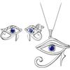 Aurora Tears Set di collana e orecchini egiziani con occhio di Horus, in argento Sterling 925, con ciondolo a forma di occhio malvagio, per uomini e donne, one size, Metallo, Zirconia cubica