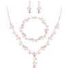 EVER FAITH Set di gioielli da sposa per damigella d'onore Teardrop Cubic Zirconia foglia di vite sposa prom collana orecchini pendenti set bracciale donna