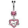 Piercingline®, piercing per ombelico in acciaio chirurgico, a forma di banana con cuore e infinito e Acciaio inossidabile, colore: rosa, cod. BSB243-RS_1