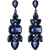 EVER FAITH Navy Blu Strass Cristalli Art Deco Vintage Stile Chandelier Goccia Orecchini pendenti per Donne Ragazze Nero-fondo
