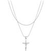 Kuzzoi Collana da uomo in argento 925 con ciondolo a croce (28 mm) Crocifix Layer catena per l'uomo, lunghezza catena 50 + 55 cm, 0111661723, Argento sterling, 0111661723_50