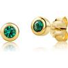 Orovi Orecchini Donna Argento 925 placcati oro 18kt Orecchini a Lobo con Smeraldi verde, gioiello anallergico confezionato in un elegante astuccio portagioie