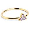 SINGULARU - Anello Clover Lavande. Argento Sterling 925 con Finitura Placcata Oro 18 Kt e Zirconi. Gioielli da Donna. Taglia 20