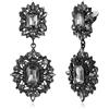 EVER FAITH Orecchini Clip-on Art Deco Vintage Stile Gatsby Lampadario pendente orecchini per donne Ragazze Grigio Nero-fondo