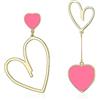 EVER FAITH - Orecchini asimmetrici a forma di cuore, pendenti uno diverso dall'altro, colore rosa e oro