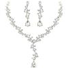 Clearine Matrimonio Sposa Foglia Goccia Cristalli Collana Orecchini Set Gioielli Filigrana Trasparente Argento-Fondo