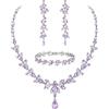 EVER FAITH Marquise Cristalli Party Jewelry Set for Bride, Gorgeous Foglia Rhinestone Collana Orecchini Pendenti Tennis Bracciale Viola Chiaro Argento-Fondo