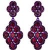 EVER FAITH Orecchini Donna da sposa Rombo Rhinestone cristallo Hollow Lampadario Pendente Viola