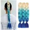 JIAMEISI Jumbo, extension per capelli intrecciati (biondo menta, blu ombré, 61 cm/24 pollici, confezione da 3 pezzi)