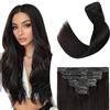 Elailite Extension Capelli Veri Clip Volumizzante 45cm (140g) #1B Nero Naturale 8 Fasce Separate Intera Testa 100% Remy Human Hair