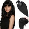 Elailite Hair Topper Capelli Veri Clip in Silk Lace #1 Jet Nero 45g Toupet per Donna Toupee Human Hair Extension 10cm*10cm con Mono Protesi Posticci 45cm #1