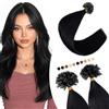 Elailite Extension Capelli Veri Cheratina 200 Ciocche Negozio Top Capelli Naturali Indiani Lisci 100% Remy Human Hair Extensions U Tip Nail 100g (40cm #1 Jet Nero)