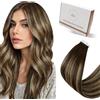 Hetto Extension Capelli Veri Biadesivo Balayage Marrone medio & Biondo dorato - Remy Capelli Umani Tape Estensioni, Invisibile Adesive, Look Naturale per Uso Quotidiano 20pcs 30g 30cm