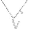 GUOYU 26 Collana Iniziale Lettera di Compleanno da Donne Ragazze, Collana con Lettera in Zirconi d'Argento Ciondolo, Personalizzazione Idee Regalo di Compleanno Celebrazione (V)