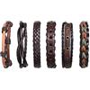 flintronic Bracciale Uomo Pelle, 6 Pezzi Bracciale Corda Uomo Donna, Bracciale Intrecciato in Pelle, Bracciale per Uomo Donna, Idea Regalo per Fidanzato, Amici, Marito,18-34CM