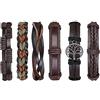Flintronic Bracciale in Pelle Intrecciato per Uomo e Donna, 6 Pezzi, Idea Regalo per Fidanzato, Amici, Marito, 18-34CM
