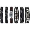 Flintronic Bracciale in Pelle Intrecciato per Uomo e Donna, 6 Pezzi, Idea Regalo per Fidanzato, Amici, Marito, 18-34CM