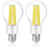FLSNT Lampadina LED Edison E27, A70 LED Filamento Lampadine 3452LM Super Luminoso, 18W(equivalente 200W), Luce Bianca Fredda 5000K, Non Dimmerabile, Vetro trasparente, Confezione da 2