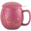 Yundu bicchiere in ceramica da 360ml con coperchio e filtro in acciaio inox - Design viola opaco con fiore dorato, filtro da tè in acciaio inox 304 per tè sfuso, regalo per gli amanti del tè