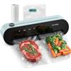 AIRMSEN Macchina Sottovuoto 6-in-1 Completamente Automatica con Funzione di Gonfiaggio, Aspirazione Profonda Automatica ad una Mano, Taglierina Integrata e Vano Tubo, Verde Menta