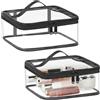Aucuu Beauty Case Trasparente - 2 Pezzi Da Toilette Impermeabile, Borsa Cosmetici Portatile per Viaggio e Aereo