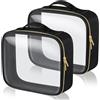 Aucuu Beauty Case Trasparente con 2 Pezzi Borse da Toilette, Borsa Cosmetici Impermeabile da Viaggio