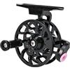 Nexbrill Mulinello da pesca a mosca per pesca al luccio, pesca su ghiaccio, mandrino interamente in metallo in ottone con allarme morso, regolazione della resistenza liscia, compatto, 68 x 53,5 mm
