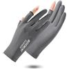 IOEUIWP Guanti sportivi in seta di ghiaccio Protezione solare traspirante Ciclismo Tre dita Raffreddamento estivo Touchscreen antiscivolo Donna per Allenamento(Grey)