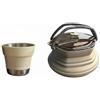 Colcolo Bollitore Iniziale Pieghevole Teiera Silicone Pentola Portatile Tazza Viaggio Materiale Alimentare Sicuro Funzione Versatile Adatto a Campeggio Escursioni Viaggi d'Affari, Kaki Chiaro