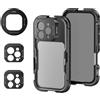 NEEWER 16 Pro Cage, Stabilizzatore Video per Telefono Compatibile con iPhone 16 Pro con Adattatore Filtro 67mm, Backplate per Lente 17mm, Adattatore Obiettivo T Mount Compatibile con Moment, PA073