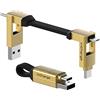 Rolling Square inCharge 6 - Portachiavi con Cavo Usb Type-c, Cavetto Universale Cellulare, Regalo Uomo, Caricatore Universale Cellulare 6 in 1, Gadget Tecnologico, Oro, Cavo Lightning da 15W